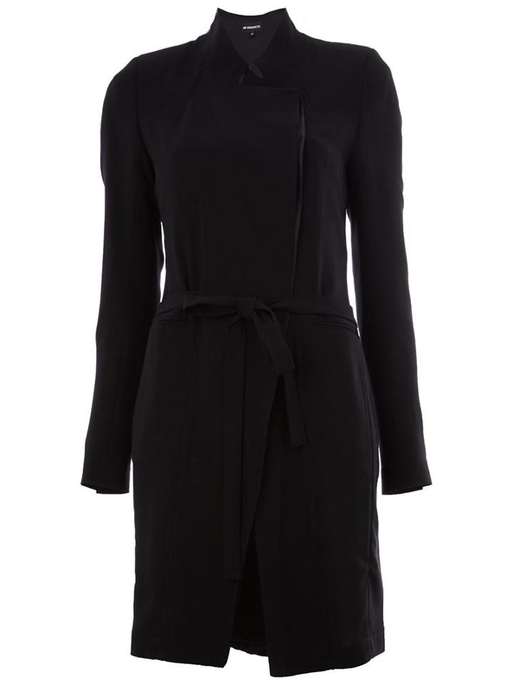 Ann Demeulemeester Button Fastening Long Wrap Coat, Women's, Size: 36, Black, Silk/cotton/cupro/virgin Wool