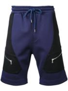 Markus Lupfer Zip Patch Track Shorts, Men's, Size: Xl, Blue, Viscose/spandex/elastane
