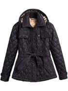 Burberry Quilted Trench Jacket With Detachable Hood - Blue