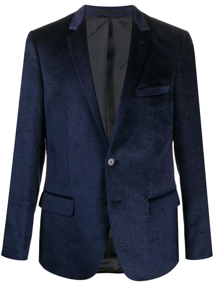 Karl Lagerfeld Clever Metallic-flocked Blazer - Blue
