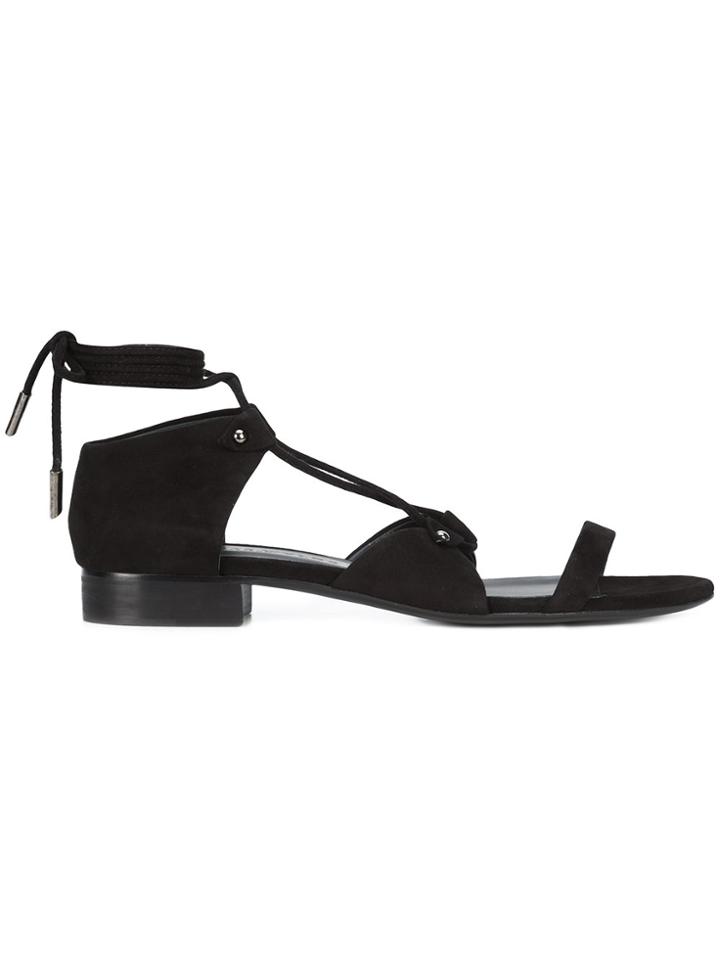 Thomas Wylde Lace Up Flat Sandals - Black