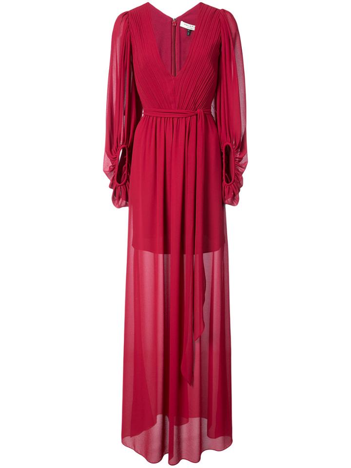 Halston Heritage Semi-sheer Draped Dress - Red