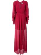 Halston Heritage Semi-sheer Draped Dress - Red