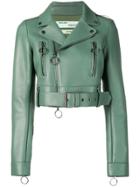 Off-white Embossed Logo Biker Jacket - Green