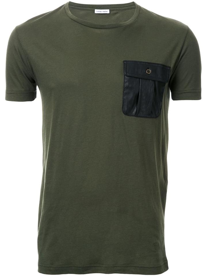 Tomas Maier Chest Pocket T-shirt, Men's, Size: Large, Green, Cotton