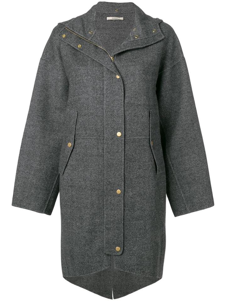 Odeeh Hooded Buttoned Coat - Grey