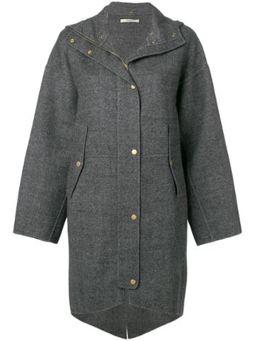 Odeeh Hooded Buttoned Coat - Grey