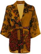 Mes Demoiselles Velvet Floral Cardigan - Yellow