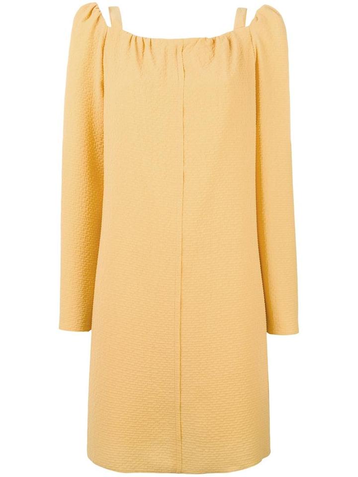 See By Chloé - Cut Out Shoulder Dress - Women - Polyester/viscose - 34, Yellow/orange, Polyester/viscose
