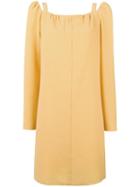 See By Chloé - Cut Out Shoulder Dress - Women - Polyester/viscose - 34, Yellow/orange, Polyester/viscose