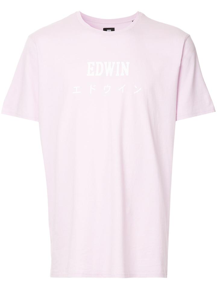Edwin Logo Print T-shirt - Pink & Purple