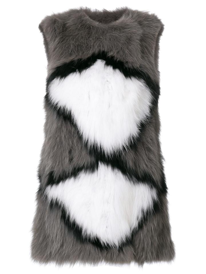 Meteo By Yves Salomon Printed Sleeveless Jumper - Grey