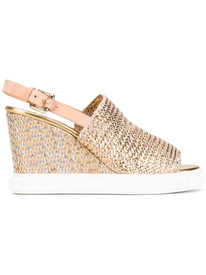 Casadei Espadrille Wedge Sandals - Metallic