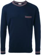 Moncler - Stripe Trim Sweater - Men - Cotton - Xl, Blue, Cotton