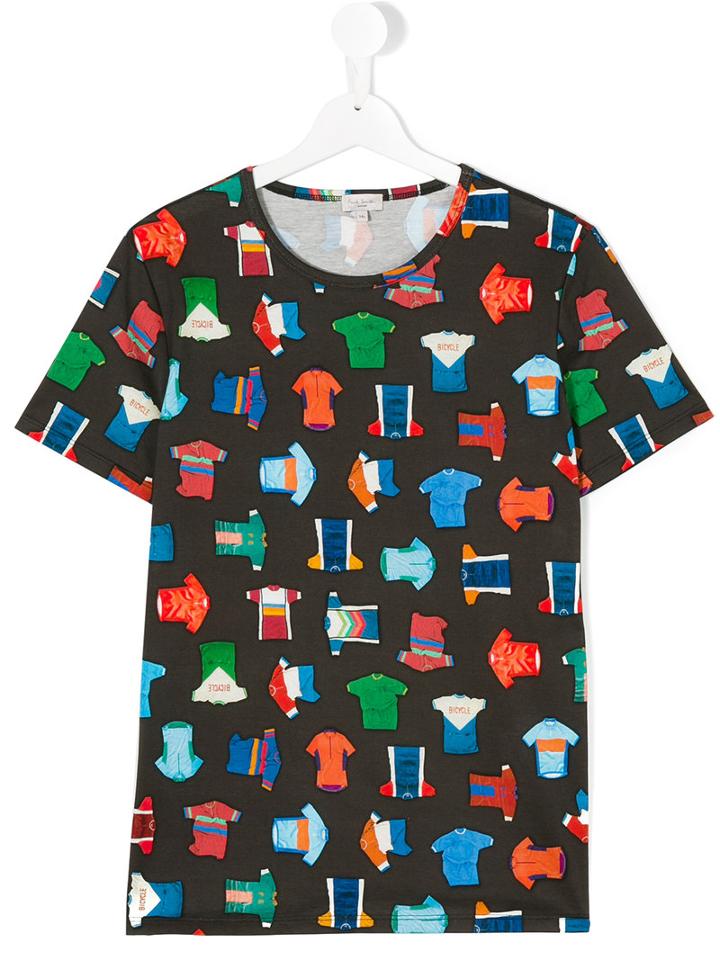 Paul Smith Junior - Bicycle Racing Top Print T-shirt - Kids - Cotton - 14 Yrs, Black