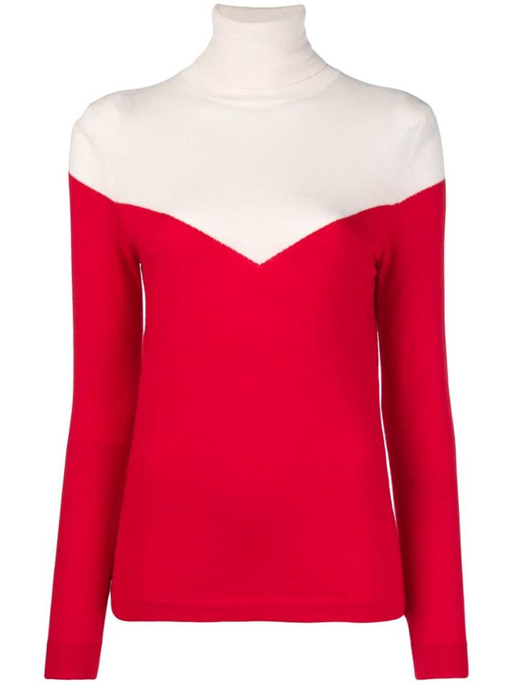 Cashmere In Love Two-tone Roll Neck Jumper - Red