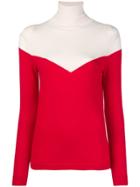 Cashmere In Love Two-tone Roll Neck Jumper - Red