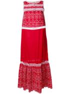 Ermanno Scervino Broderie Anglaise Sleeveless Maxi Dress - Red
