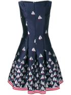 Talbot Runhof Boat Print Flared Dress - Blue