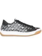 Burberry Ekd Logo Print Leather Sneakers - Black