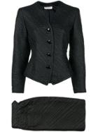 Yves Saint Laurent Vintage Buttoned Blazer And Skirt Suit - Black
