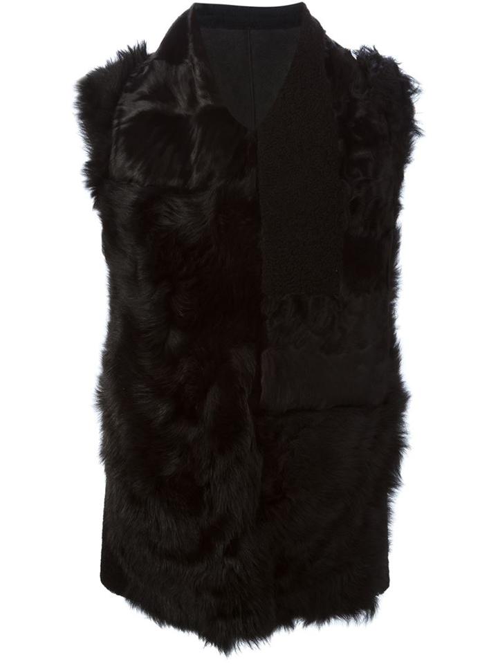 Ann Demeulemeester Blanche 'stretto' Gillet, Women's, Size: 38, Black, Cotton/lamb Skin/lamb Fur