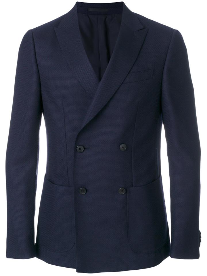 Z Zegna Double Breasted Blazer - Blue