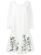 Floral Detail Dress - Women - Cotton - S, White, Cotton, Erika Cavallini