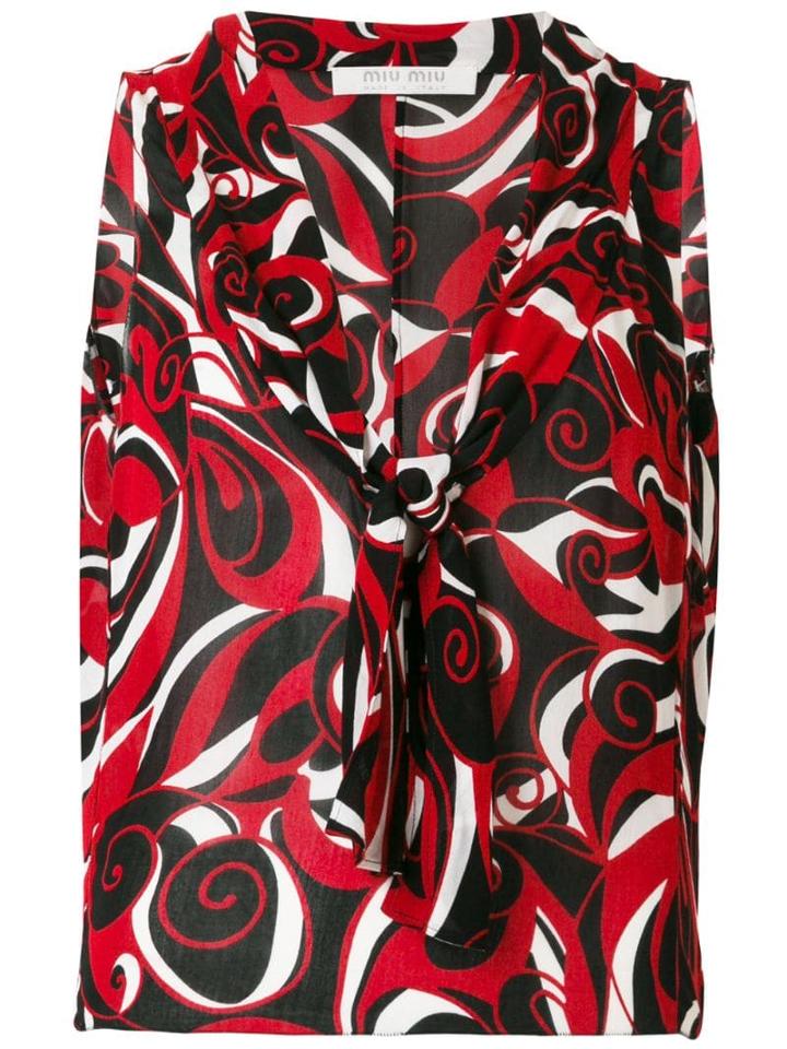Miu Miu Pre-owned Abstract Print Sleeveless Blouse - Red