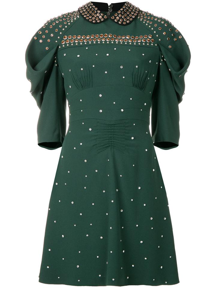 Miu Miu Studded Eyelet Dress - Green
