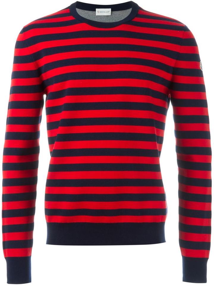 Moncler Striped Swearshirt, Men's, Size: Xl, Blue, Cotton/polyamide