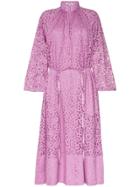 Tibi High Neck Lace Midi Dress - Pink