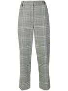 Tibi Cropped Checked Trousers - Grey