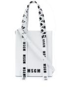 Msgm Branded Ribbon Tote Bag - White