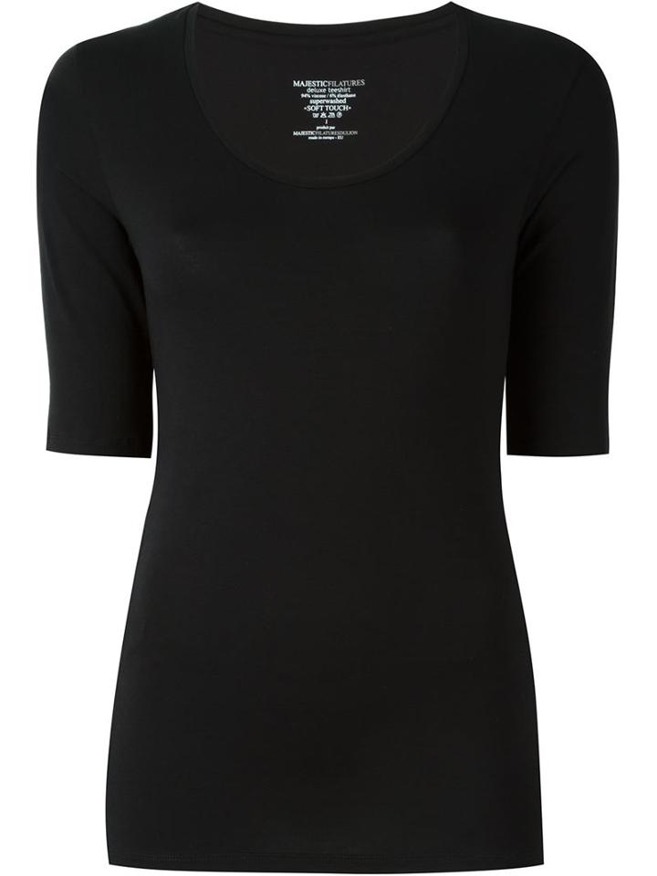 Majestic Filatures Scoop Neck T-shirt, Women's, Size: Iv, Black, Viscose/spandex/elastane