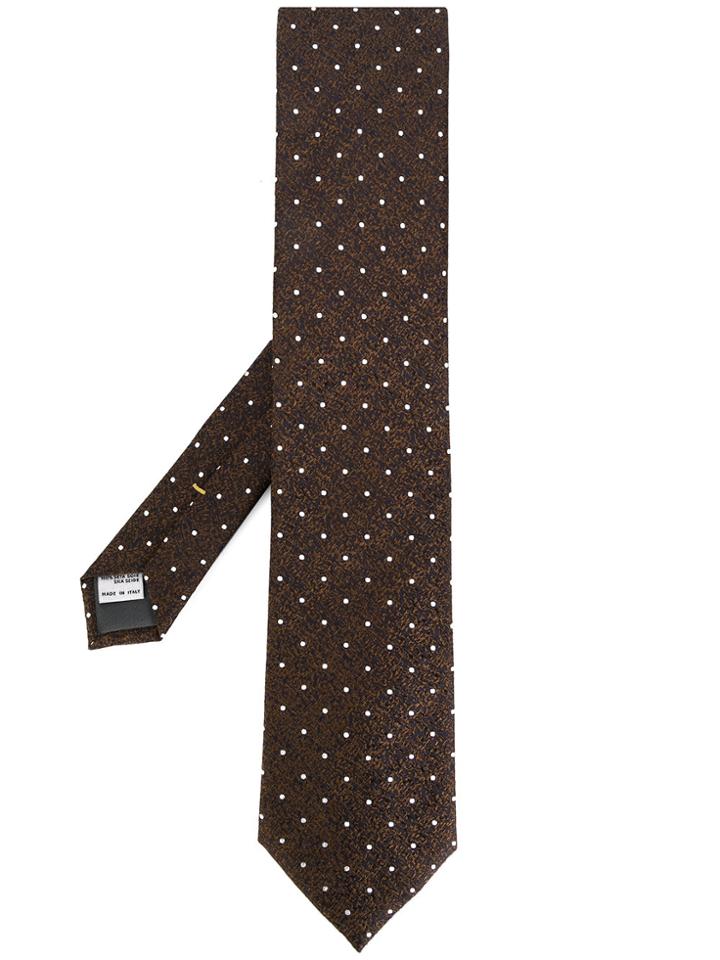 Canali Dot Pattern Tie - Brown