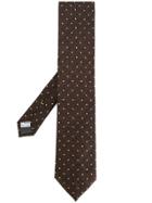 Canali Dot Pattern Tie - Brown