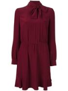 Red Valentino Pleated Bib Dress, Women's, Size: 42, Pink/purple, Silk