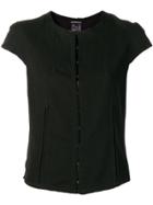 Ann Demeulemeester Frayed Short Sleeved Blouse - Black