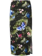 Fleur Du Mal Tropical Print Slit Skirt - Black