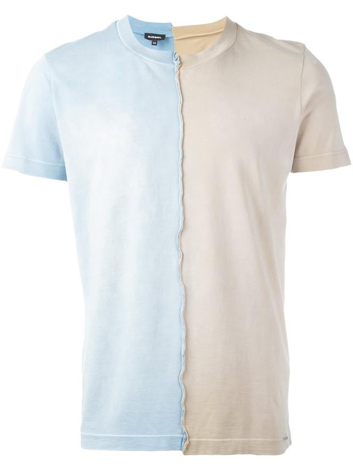 Diesel Bicolour Round Neck T-shirt, Men's, Size: Xs, Blue, Cotton