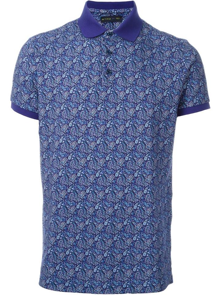 Etro Paisley Print Polo Shirt, Men's, Size: M, Pink/purple, Cotton