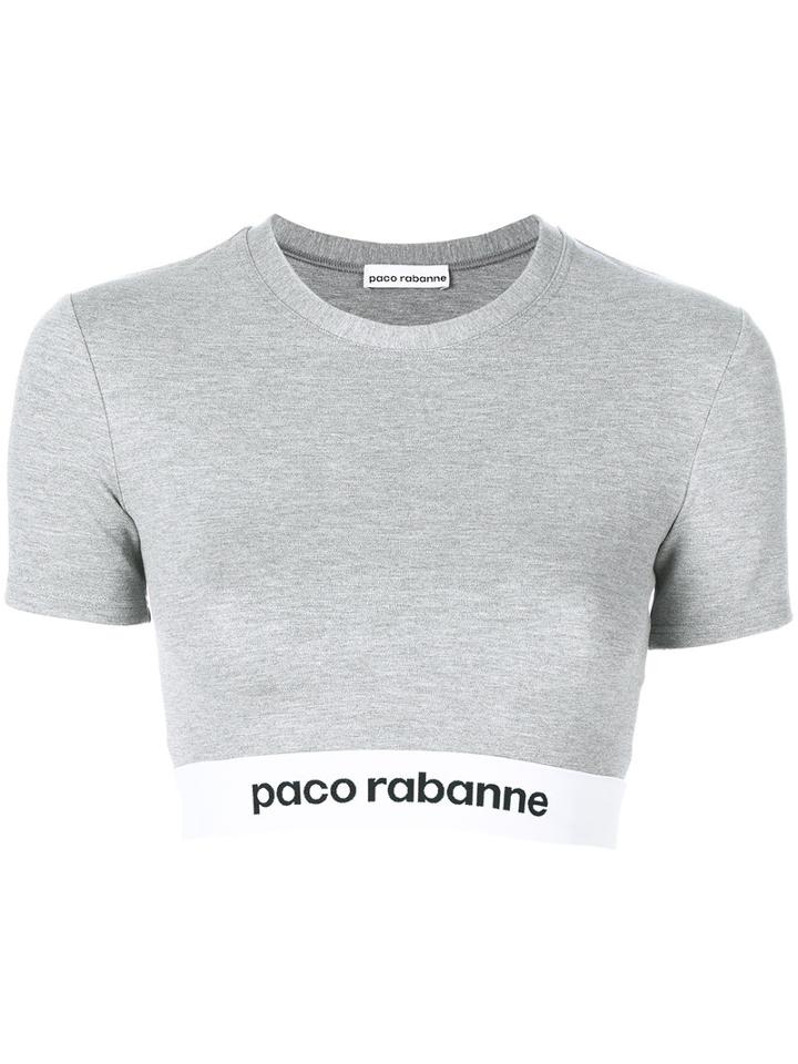 Paco Rabanne - Logo Crop Top - Women - Polyamide/spandex/elastane/viscose - S, Grey, Polyamide/spandex/elastane/viscose