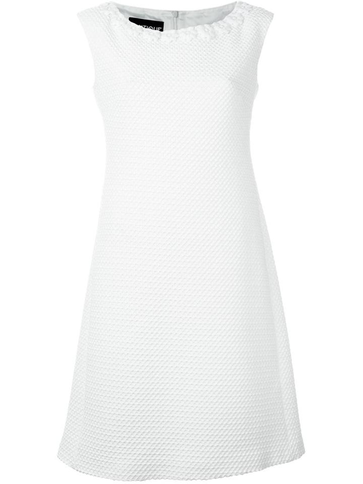Boutique Moschino Flower Appliqué A-line Dress, Women's, Size: 44, White, Cotton/polyester/polyamide/other Fibres