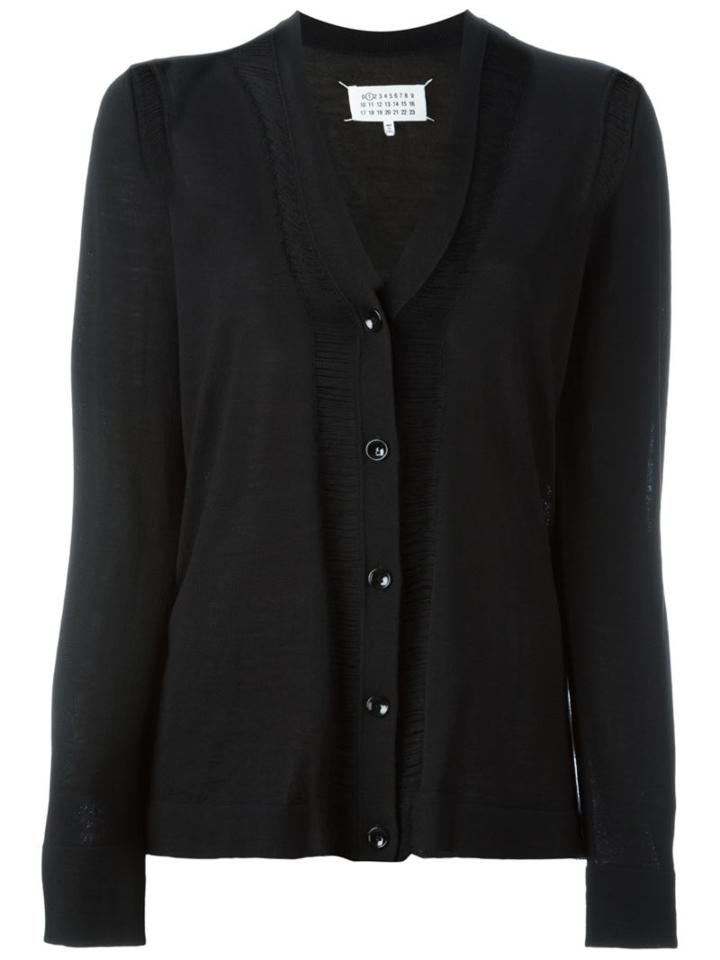 Maison Margiela Stitch Detail Cardigan, Women's, Size: Medium, Black, Wool