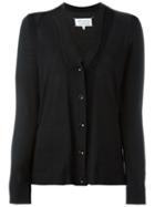 Maison Margiela Stitch Detail Cardigan, Women's, Size: Medium, Black, Wool