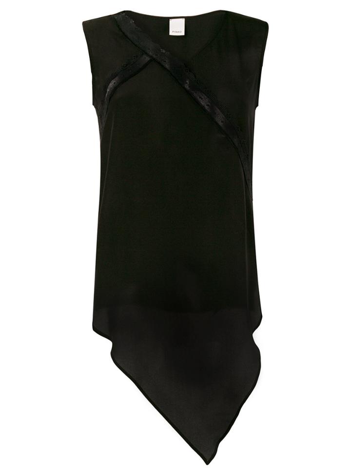 Pinko Lace Detail Asymmetric Top - Black