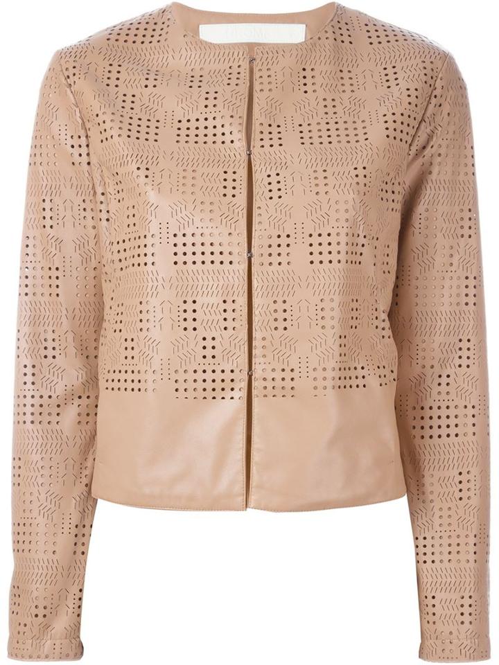 Drome Laser-cut Leather Jacket, Women's, Size: Medium, Nude/neutrals, Leather/acetate/cupro