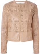 Drome Laser-cut Leather Jacket, Women's, Size: Medium, Nude/neutrals, Leather/acetate/cupro