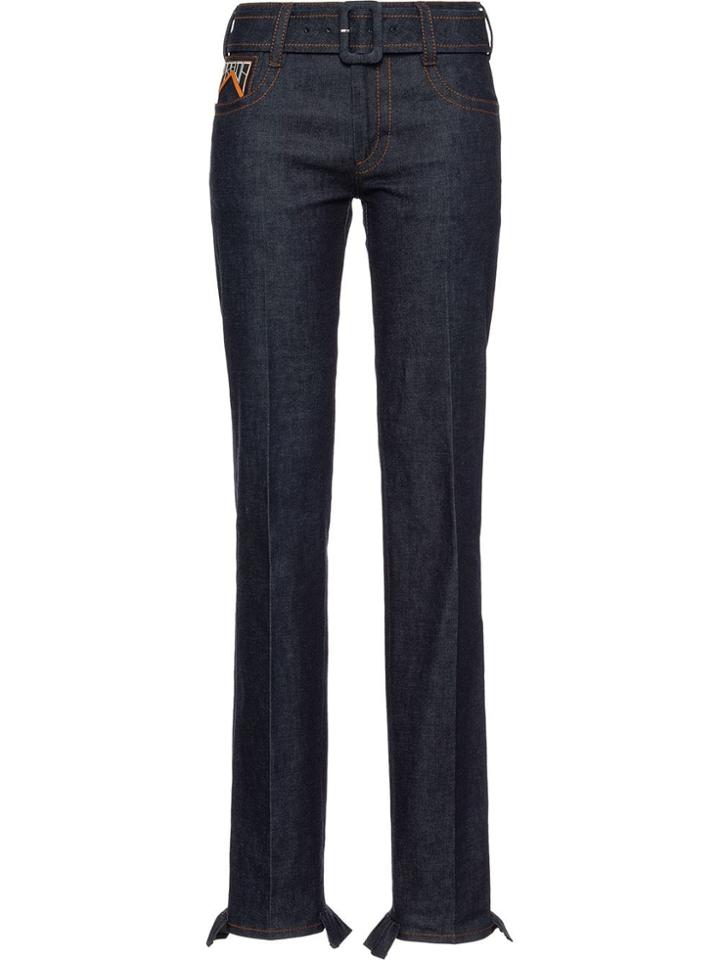 Prada Five-pocket Belted Jeans - Blue